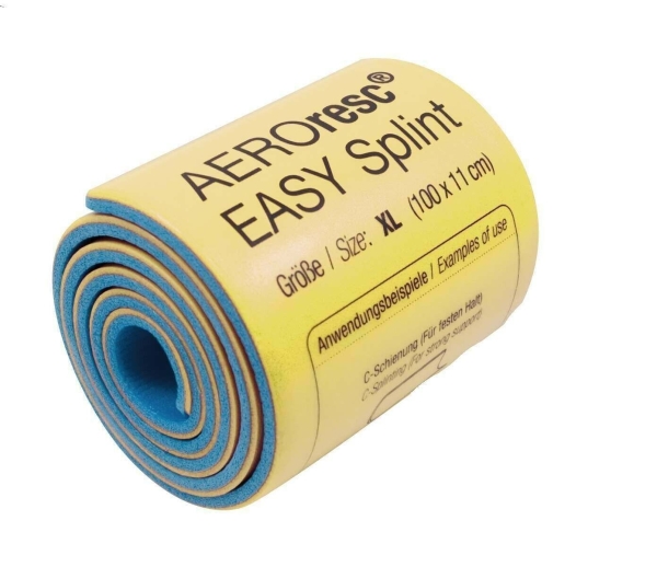 Aeroresc Schiene Easy Splint XL 100cm X 11cm gerollt gelb Frakturhilfe